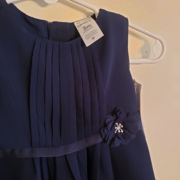 Carter's 3 Month Navy Blue Dress with flower - Picture 5 of 8